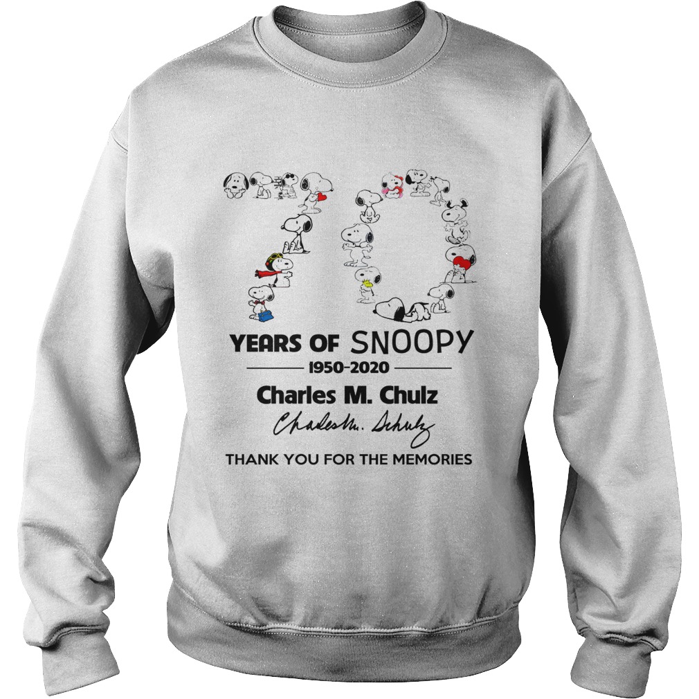 Snoopy 70th Anniversary 1950 2020 Charles M Schulz thank you Sweatshirt
