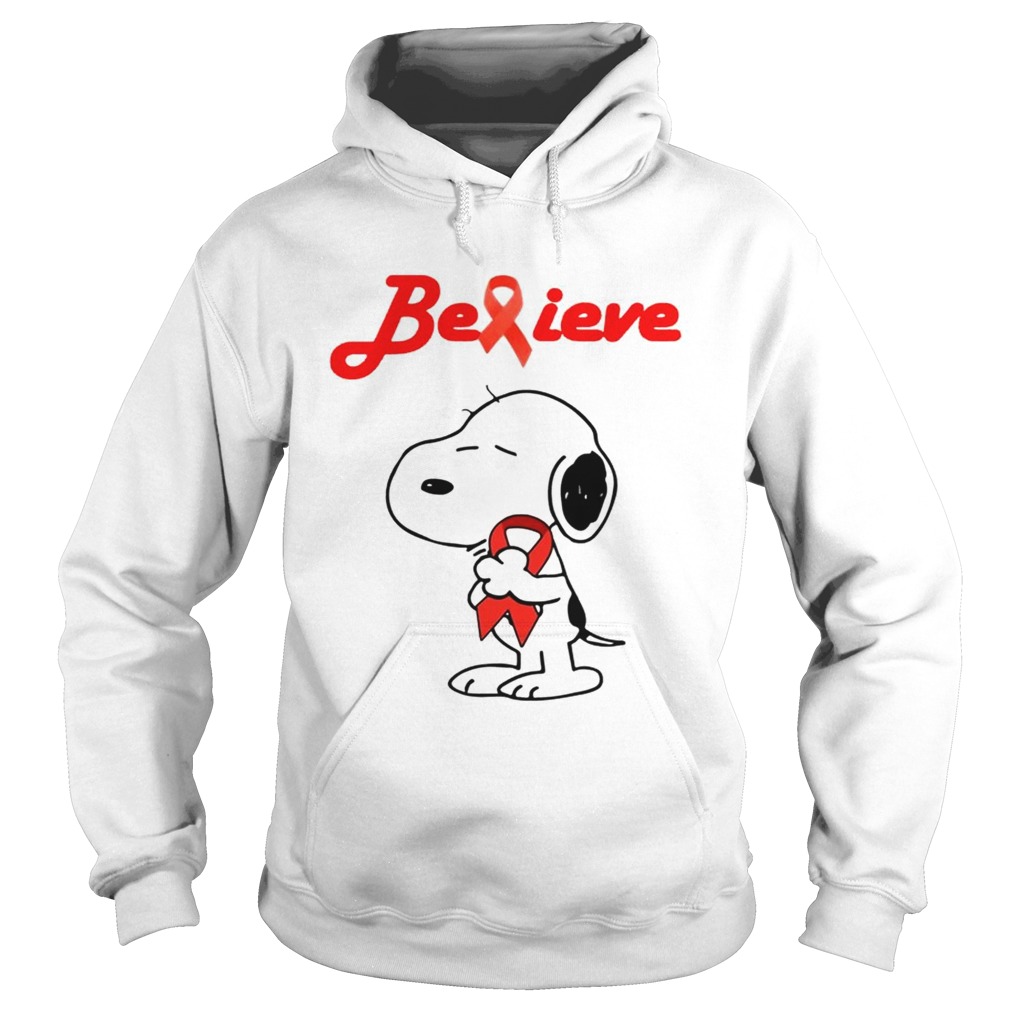 Snoopy Believe Bloold Cancer Red Awareness TShirt Hoodie