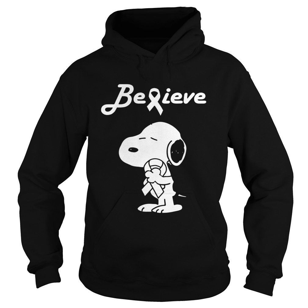 Snoopy Believe Lung Cancer White Awareness TShirt Hoodie
