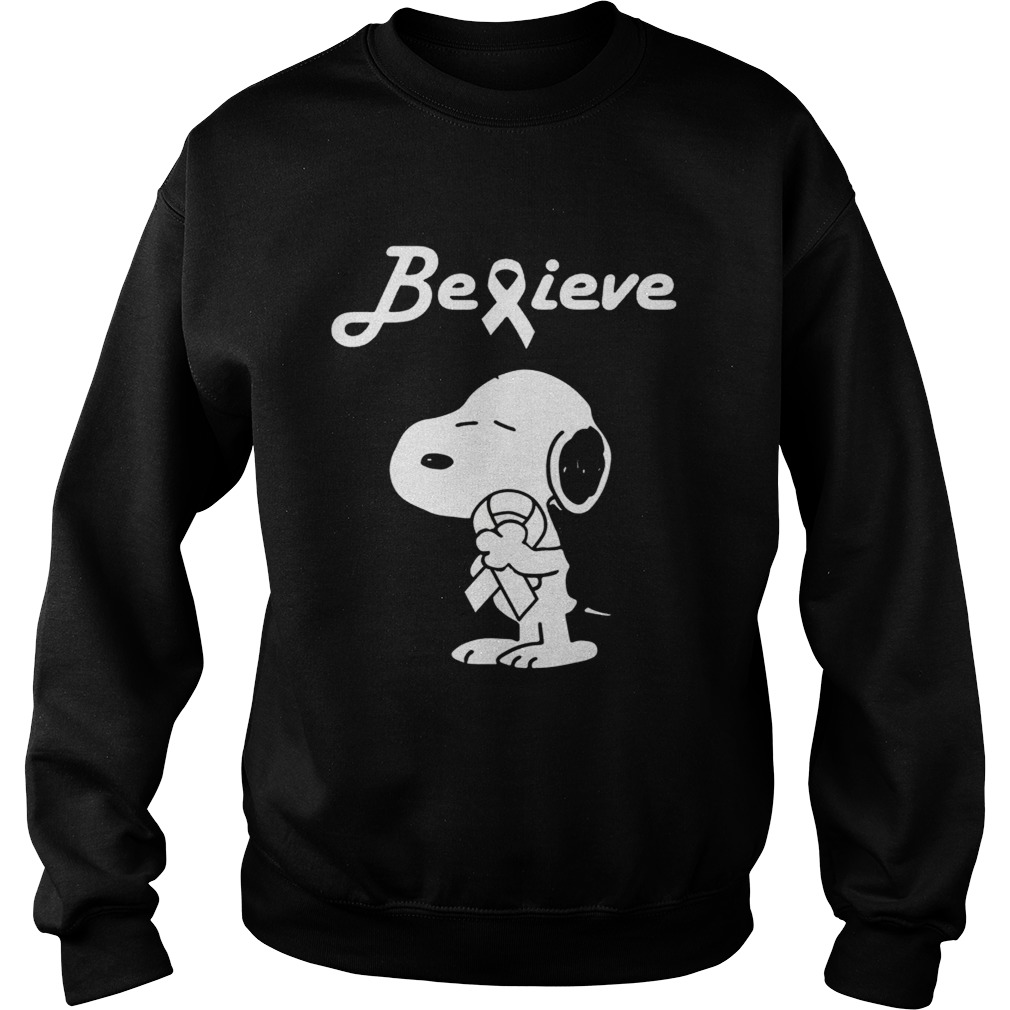 Snoopy Believe Lung Cancer White Awareness TShirt Sweatshirt
