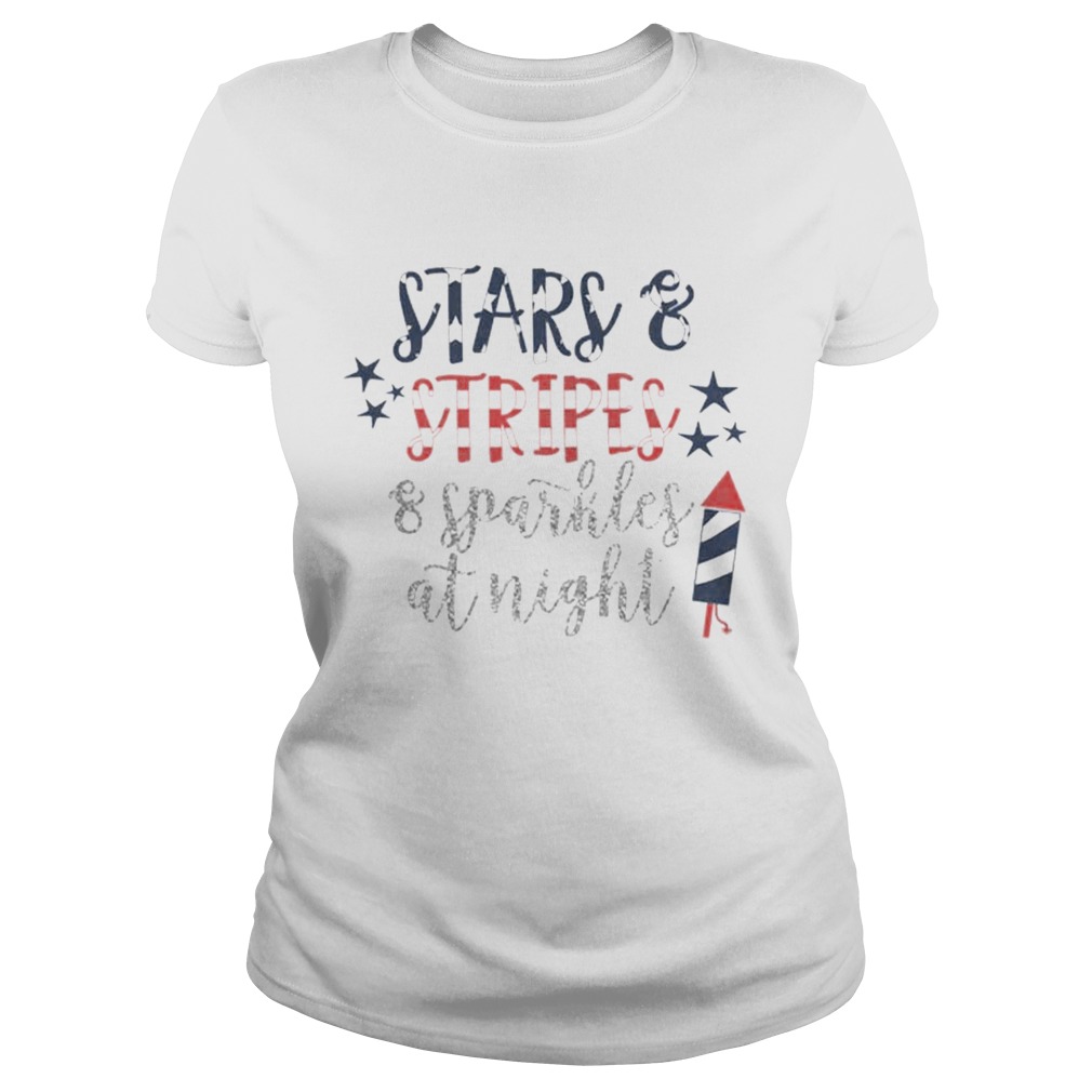 Stars and Stripes Sparkles at Night 4th of July Men Women Premium Classic Ladies