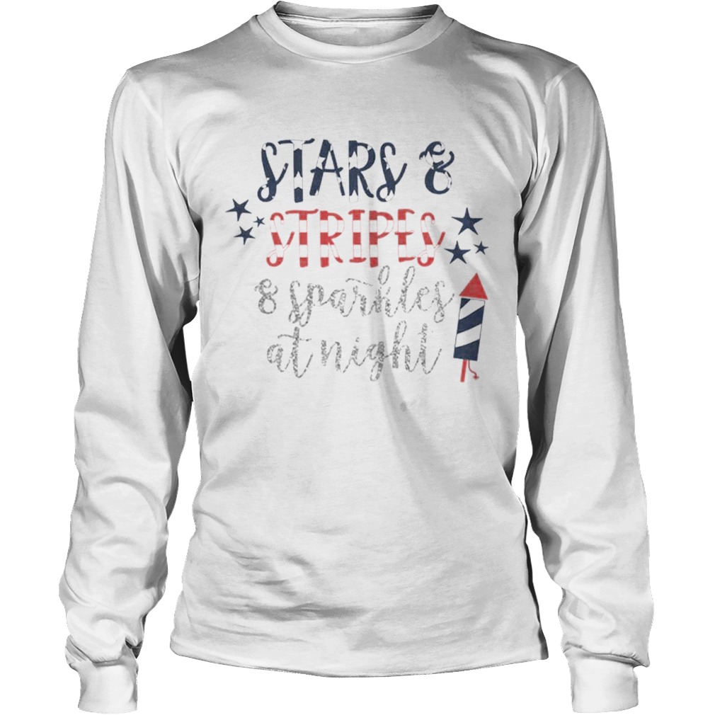 Stars and Stripes Sparkles at Night 4th of July Men Women Premium LongSleeve