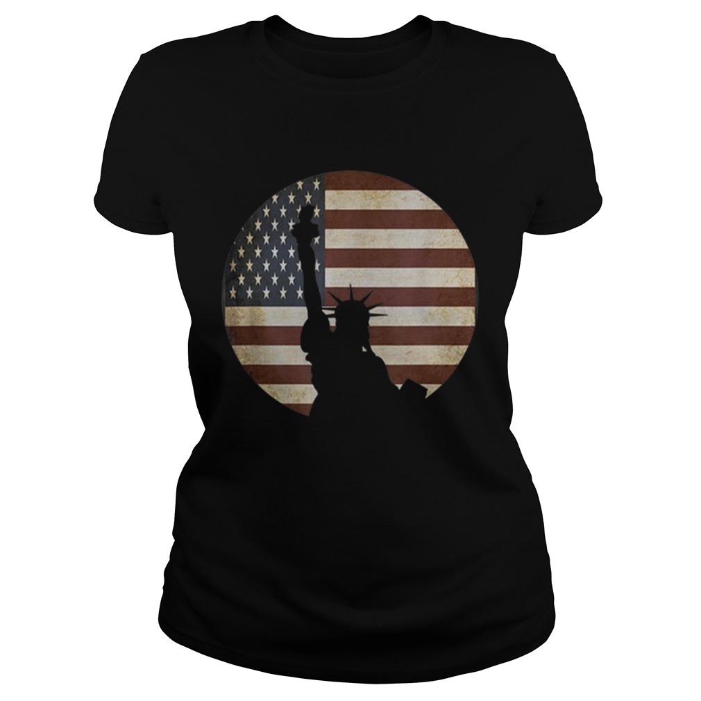 Statue Of Liberty Silhouette Over American Flag Classic Ladies