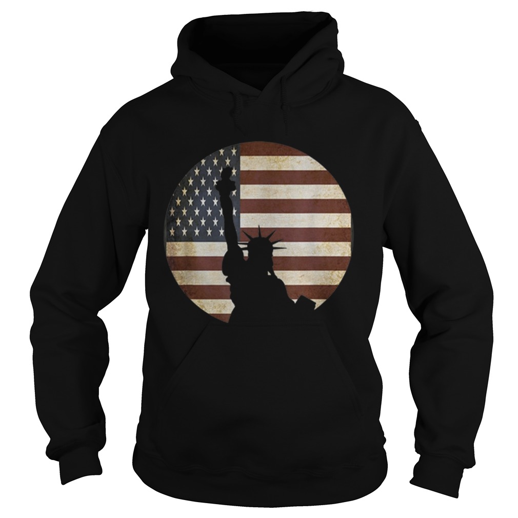Statue Of Liberty Silhouette Over American Flag Hoodie