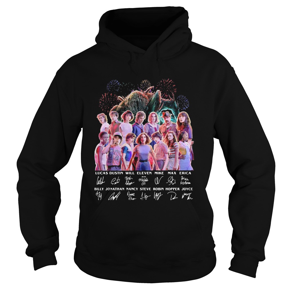 Stranger Things Lucas Dustin Will Eleven Mike Max Erica Billy signatures Hoodie