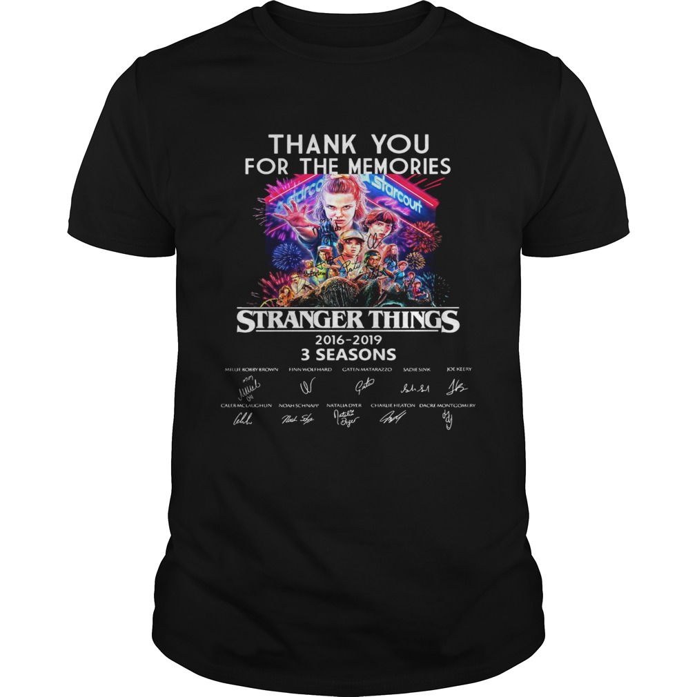 Thank you for the memories Stranger Things 2016 2019 3 seasons signature shirt