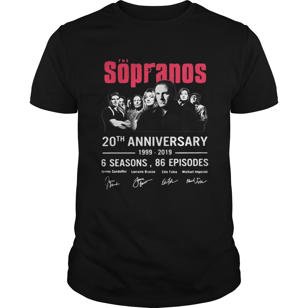 The Sopranos 20th anniversary 1999 2019 6 seasons 86 episodes shirt