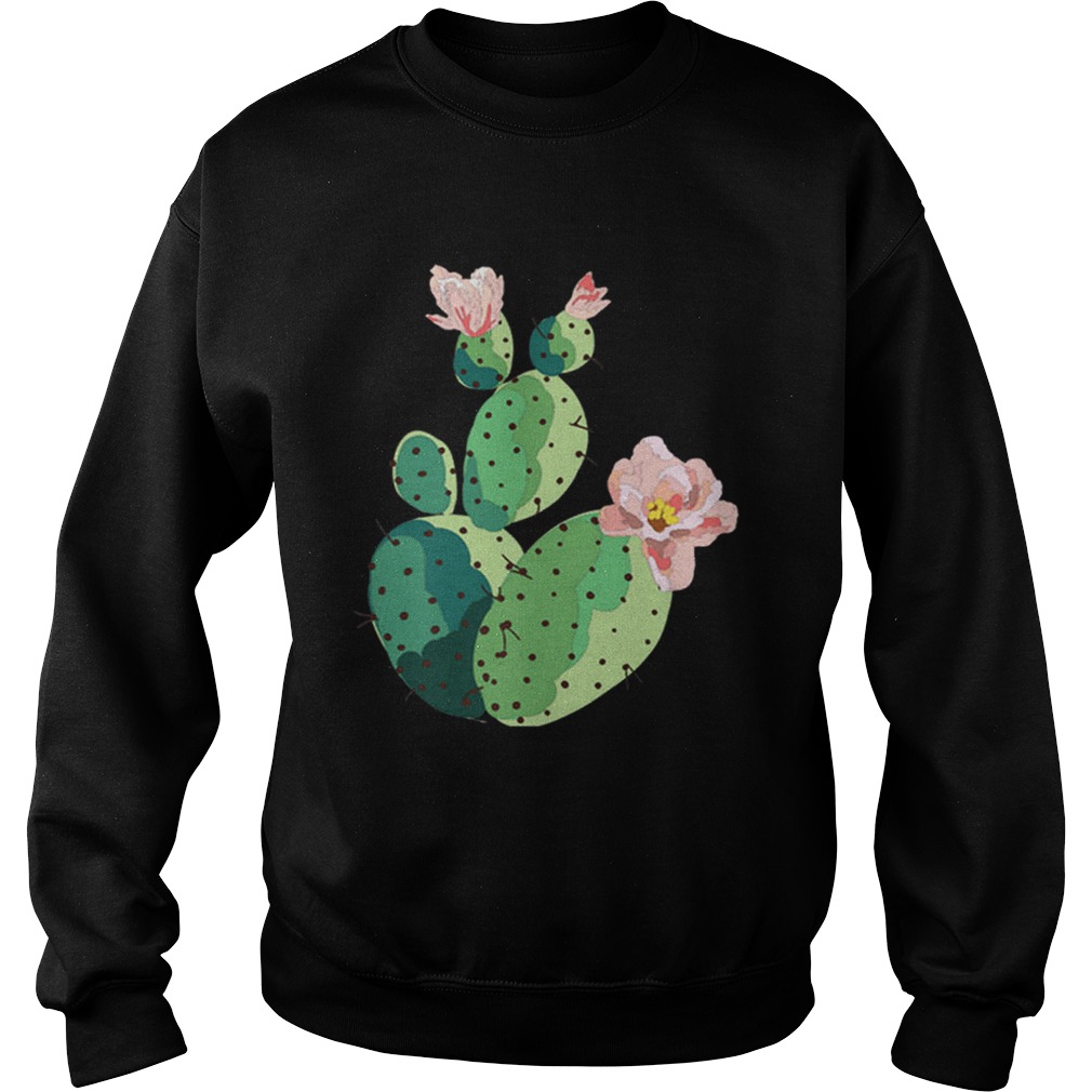 Top Beautiful Cactus Tree Pink Flowers Hand Drawn Painting Sweatshirt