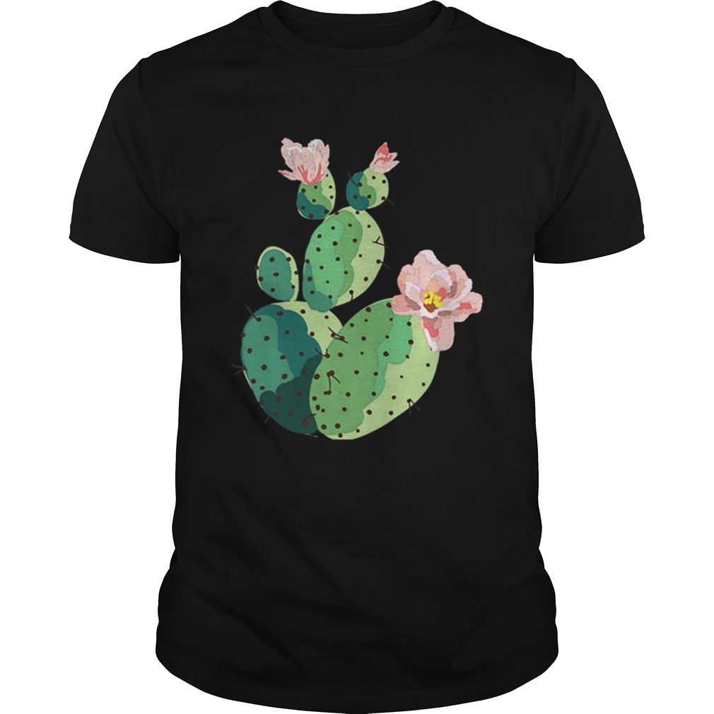 Top Beautiful Cactus Tree Pink Flowers Hand Drawn Painting shirt