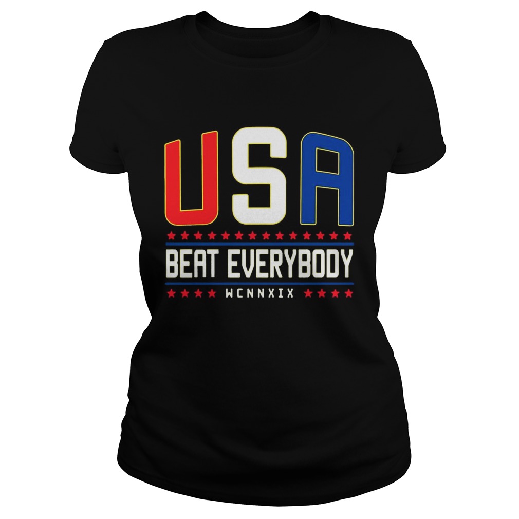 USA Beat Everybody American Flag Color TShirt Classic Ladies