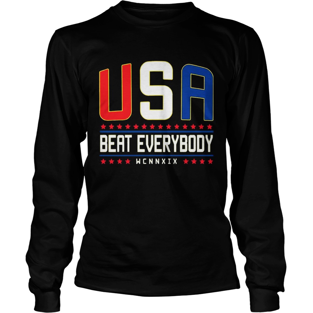 USA Beat Everybody American Flag Color TShirt LongSleeve