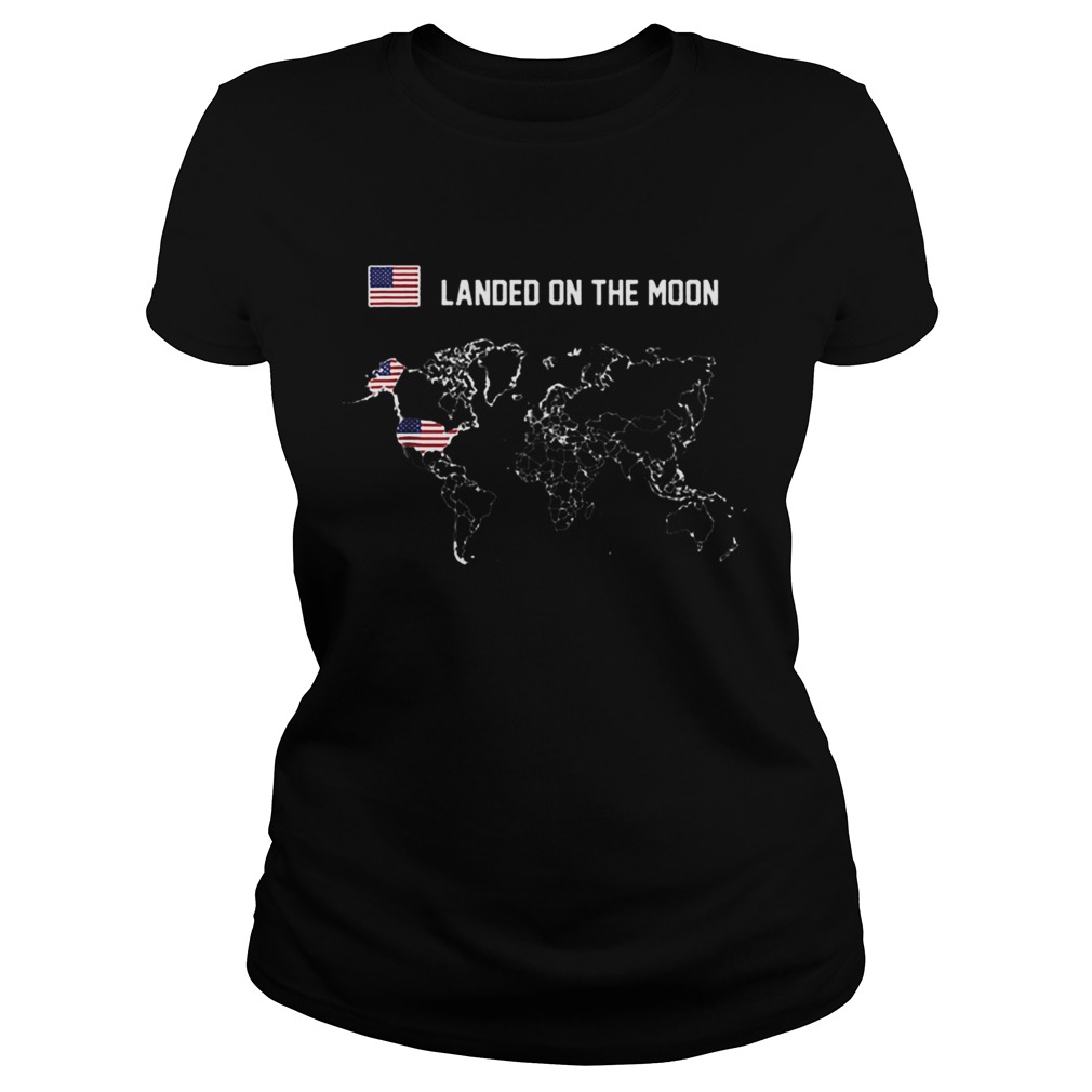 USA Flag Landed On The Moon Map American Classic Ladies