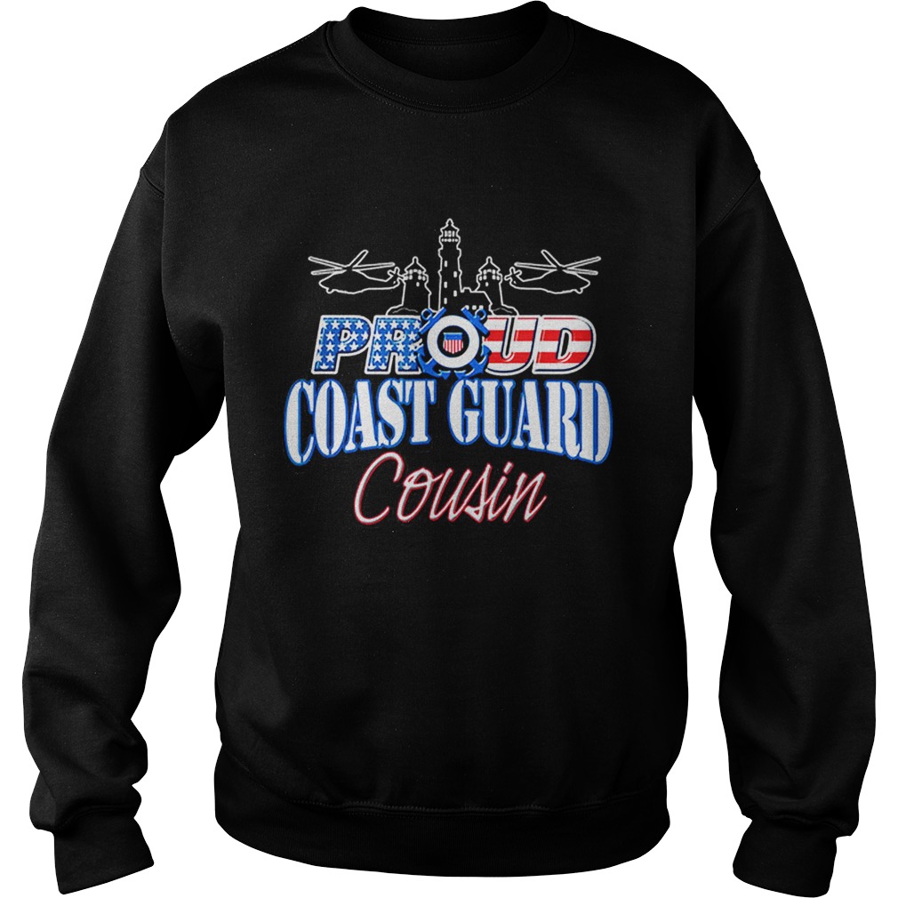 USA Proud Coast Guard Cousin USA Flag Military Sweatshirt