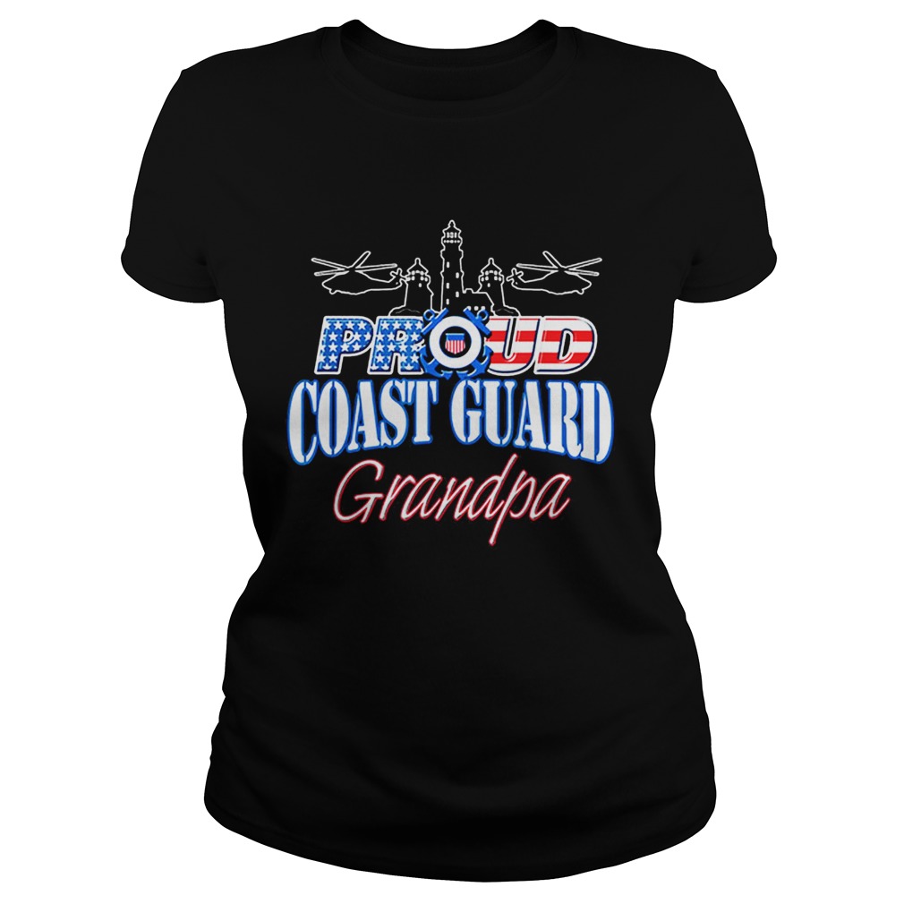 USA Proud Coast Guard Grandpa USA Flag Military Classic Ladies