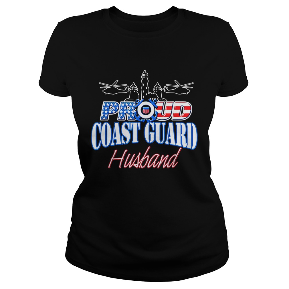 USA Proud Coast Guard Husband USA Flag Military Classic Ladies