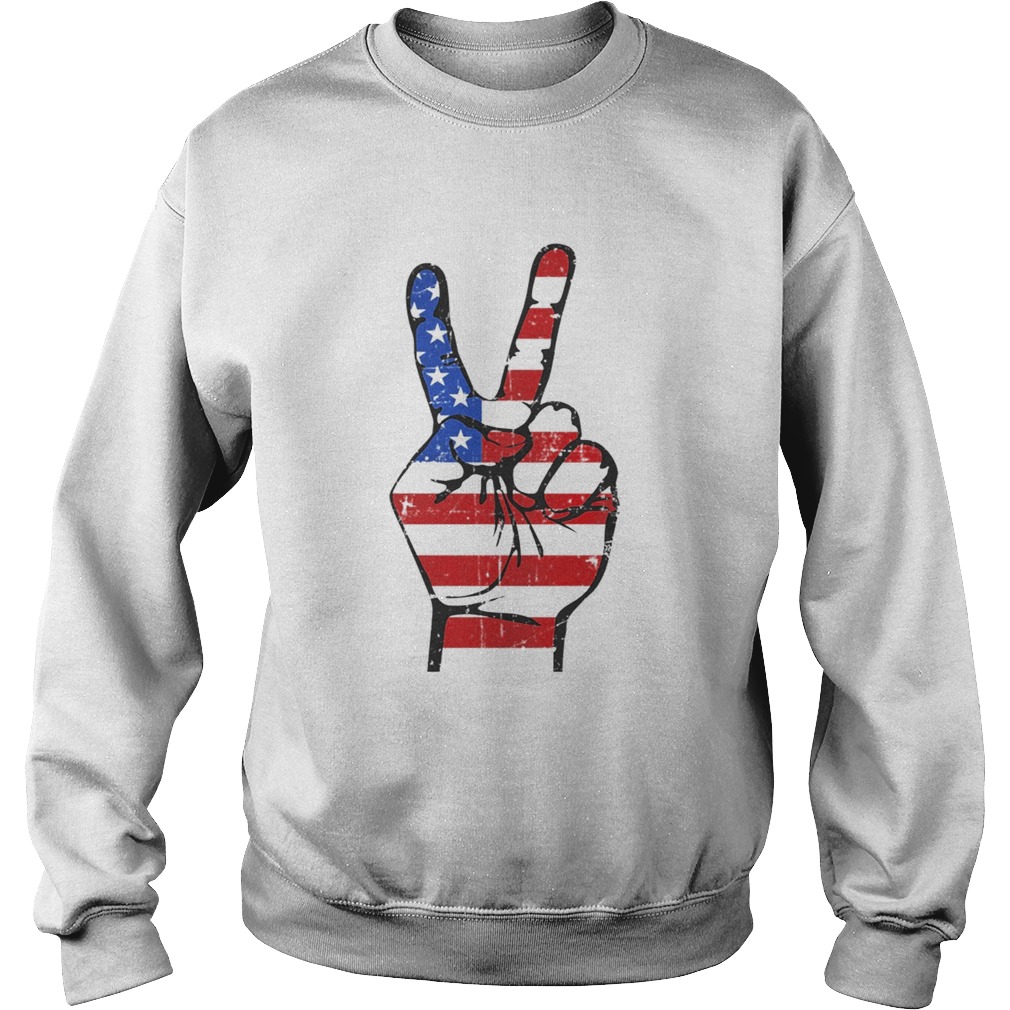 4th of July Peace Sign American Flag Hand US Vintage TShirt Sweatshirt