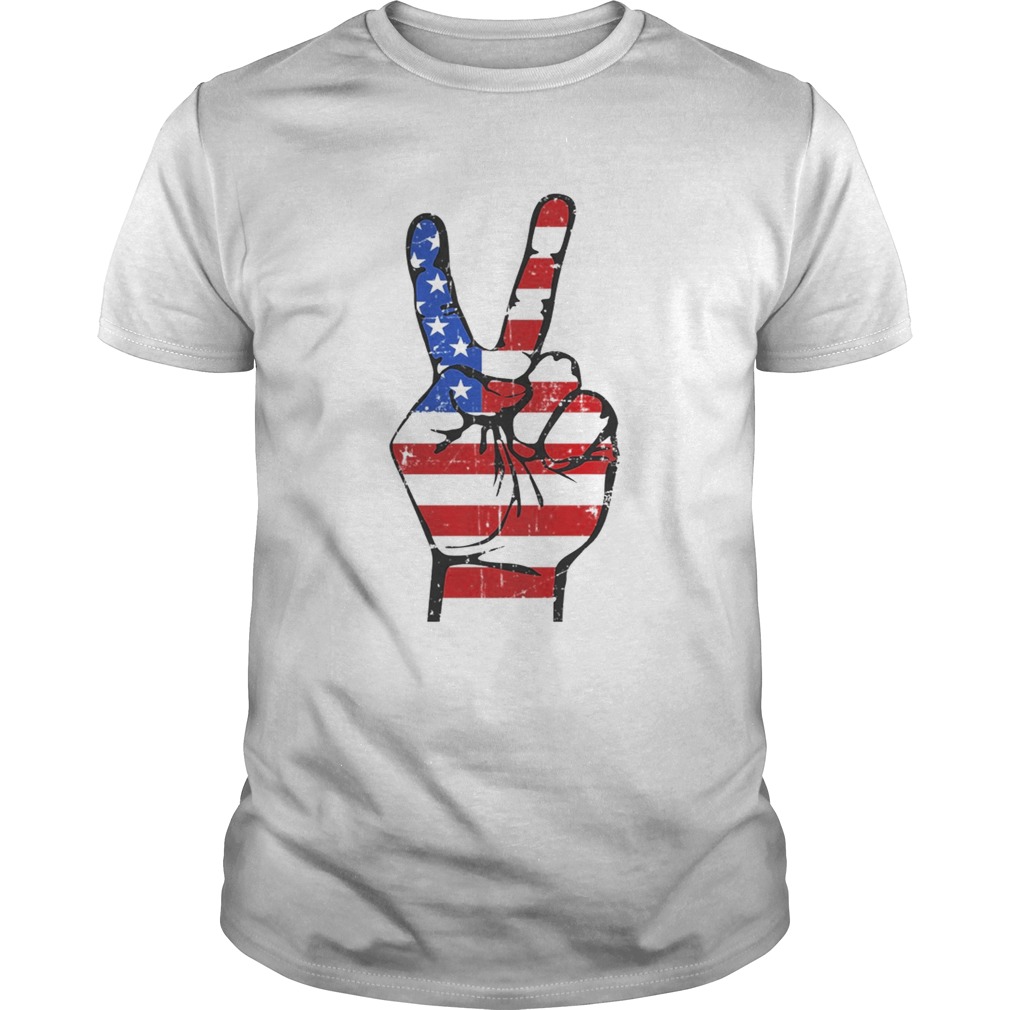 4th of July Peace Sign American Flag Hand US Vintage TShirt