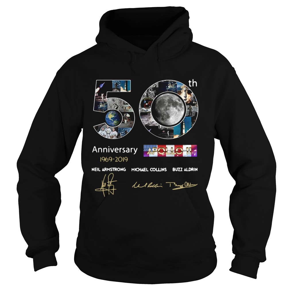 50th anniversary 19692019 Apollo 11 Neil Armstrong Michael Collins Buzz Aldrin Hoodie