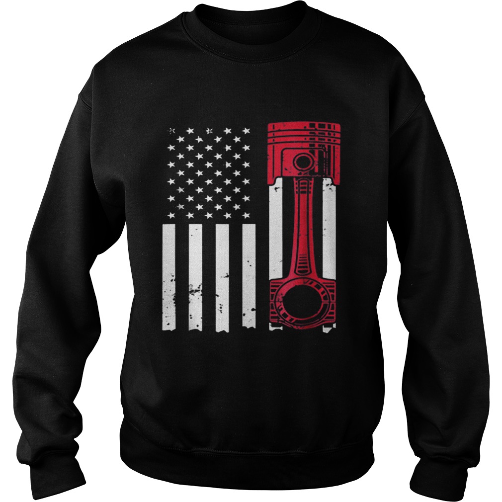 American Flag Piston Muscle Car Sweatshirt