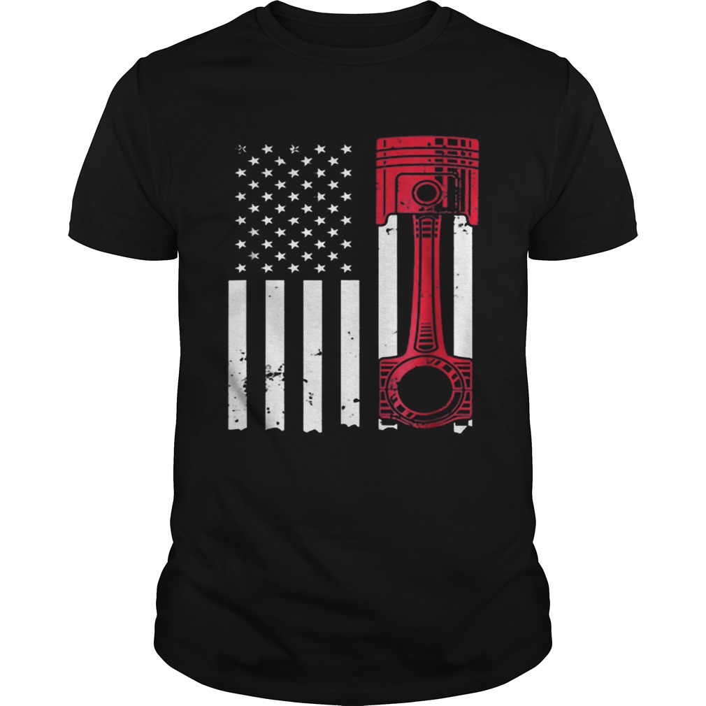 American Flag Piston Muscle Car shirt