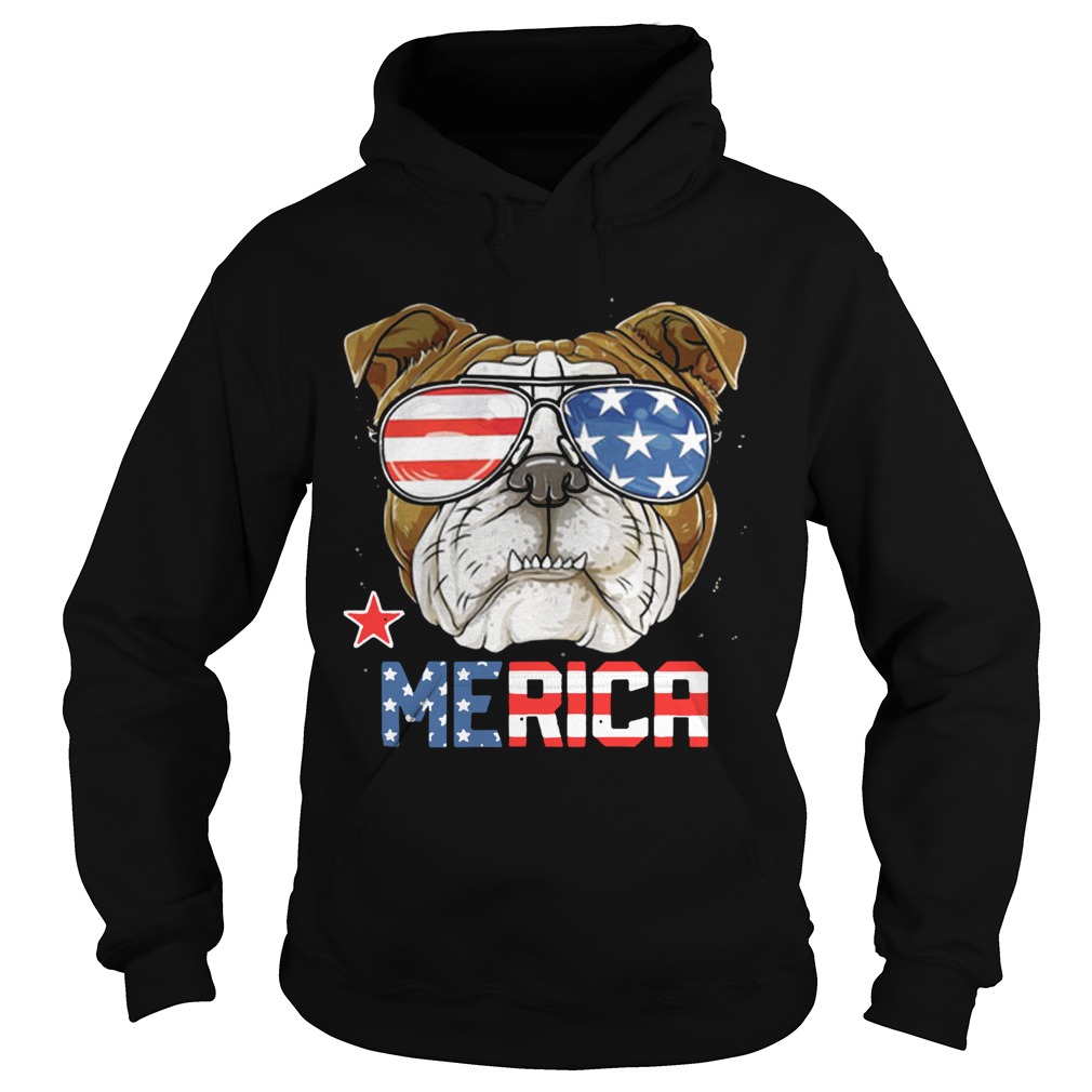American flag sunglasses Bulldog merica 4th july independence day Hoodie