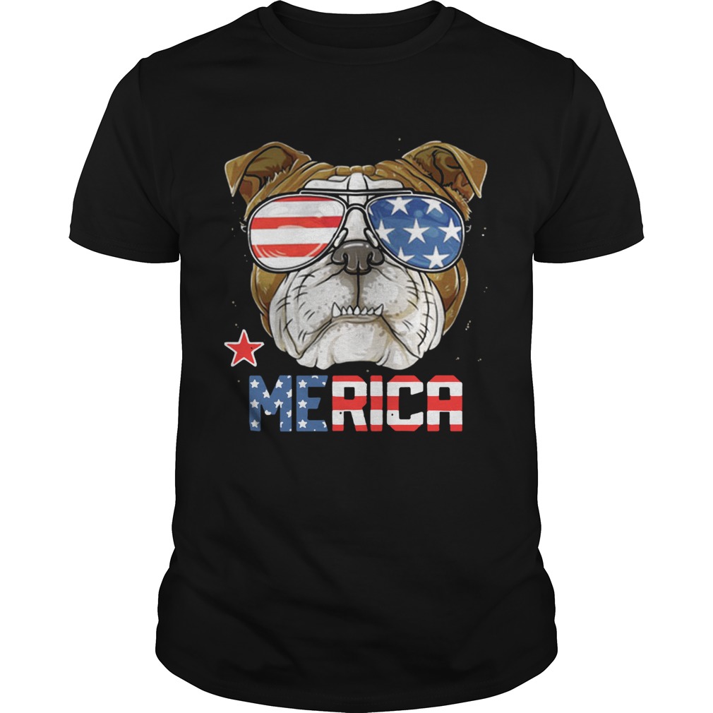 American flag sunglasses Bulldog merica 4th july independence day shirt