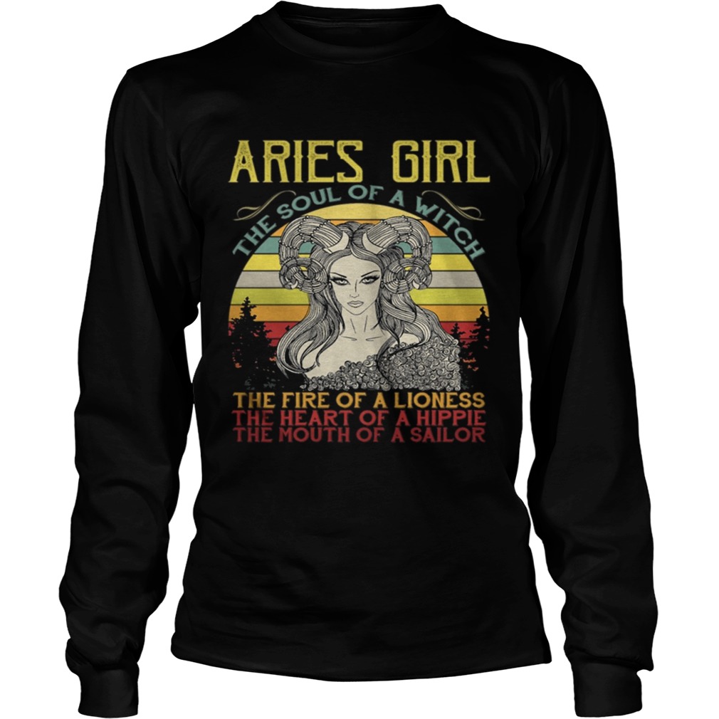 Aries Girl The Soul Of A Witch Heart Of A Hippie Shirt LongSleeve