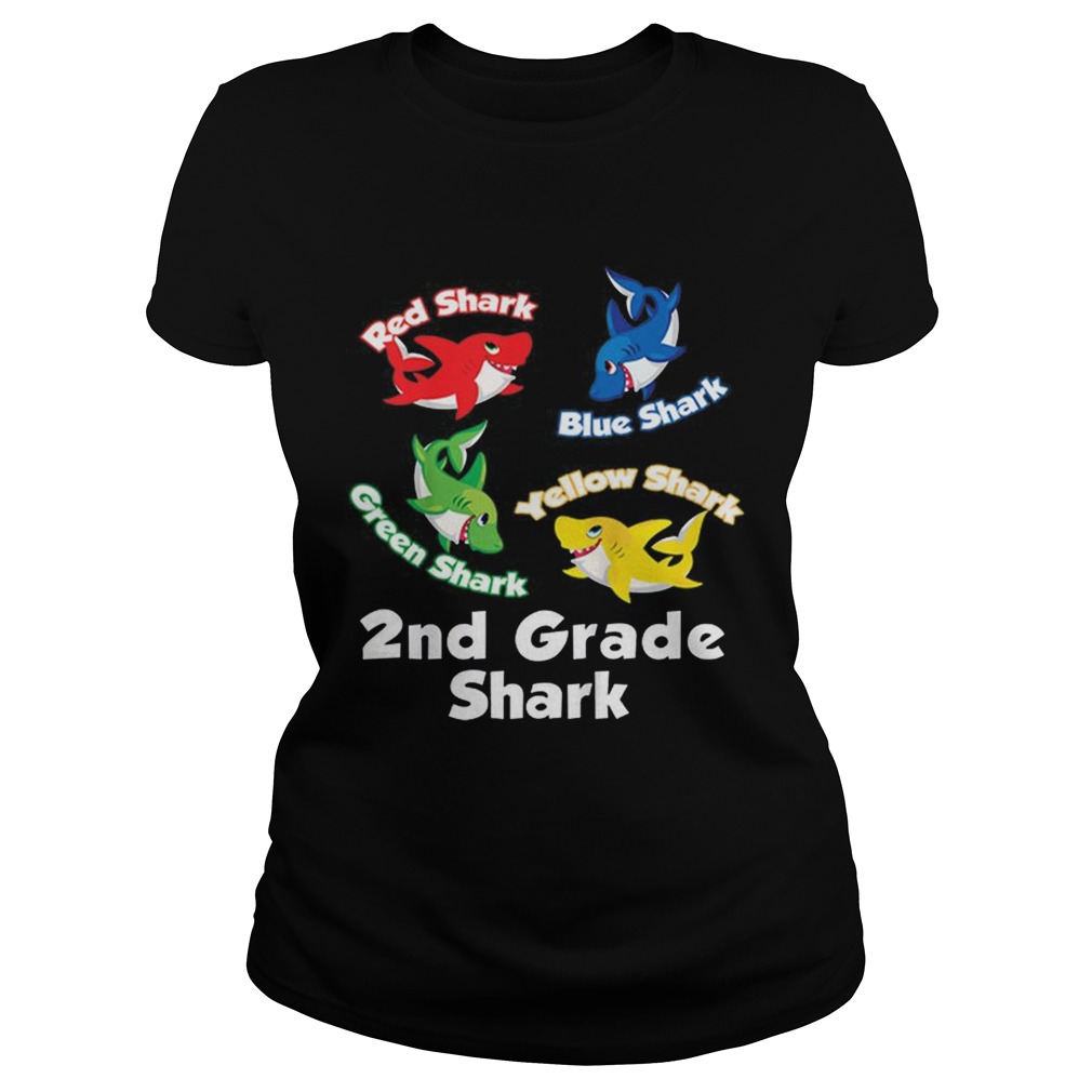 Awesome Red Blue Green Yellow Shark 2nd Grade Shark Classic Ladies
