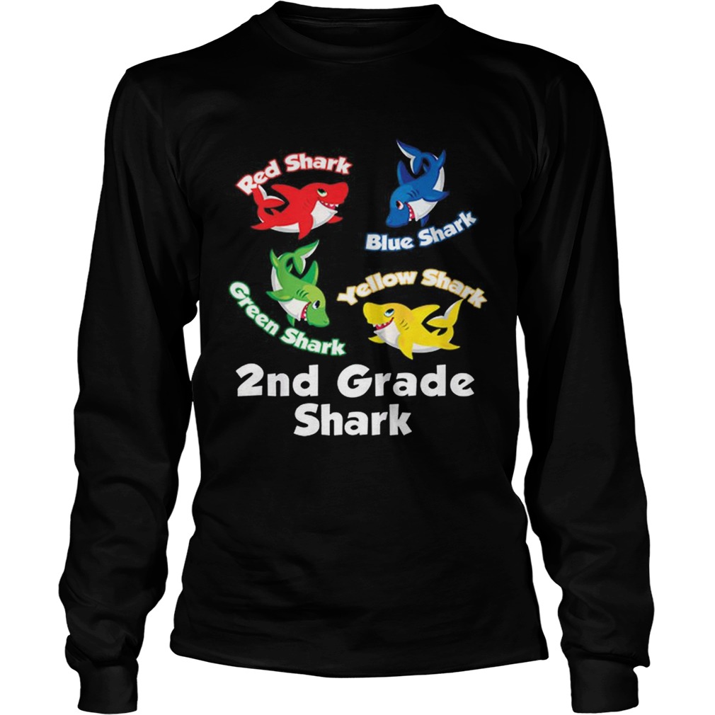 Awesome Red Blue Green Yellow Shark 2nd Grade Shark LongSleeve