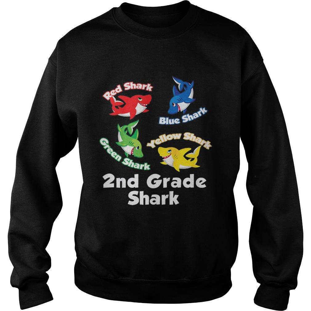 Awesome Red Blue Green Yellow Shark 2nd Grade Shark Sweatshirt