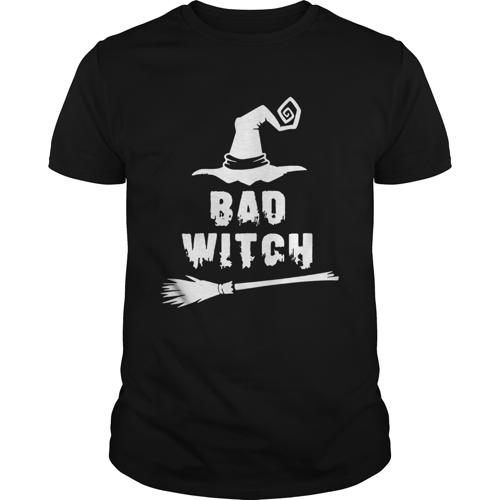 Bad Witch Magic Hat Broomstick For Halloween Costume TShirt