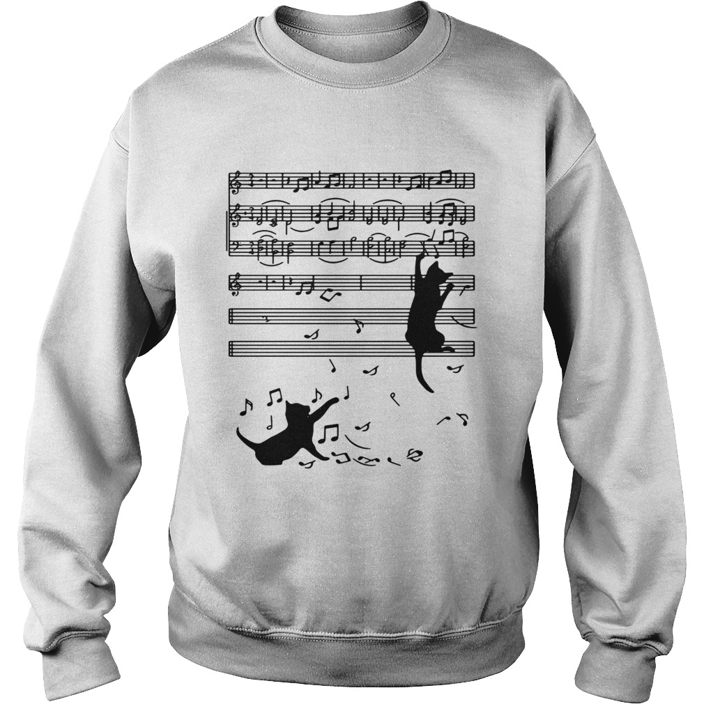 Black cat plays with music notes Sweatshirt