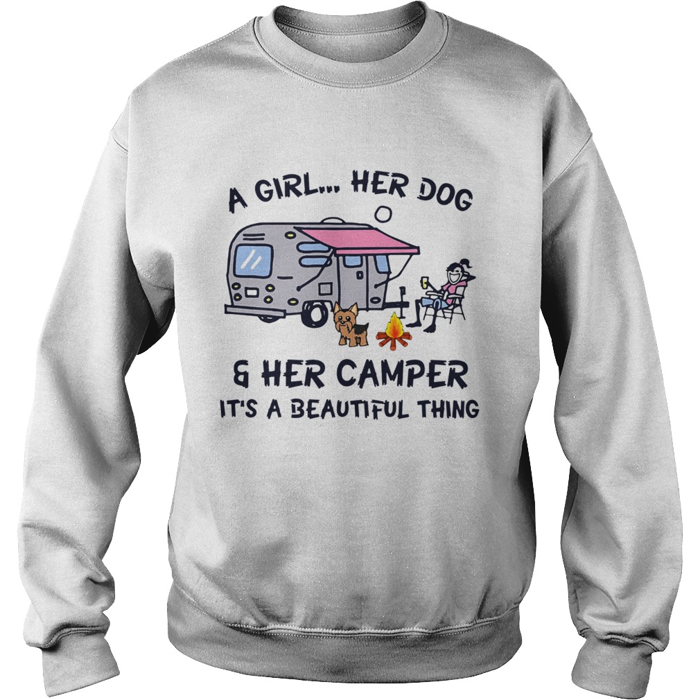 Camping a girl her dog and her camper its beautifulthing Sweatshirt