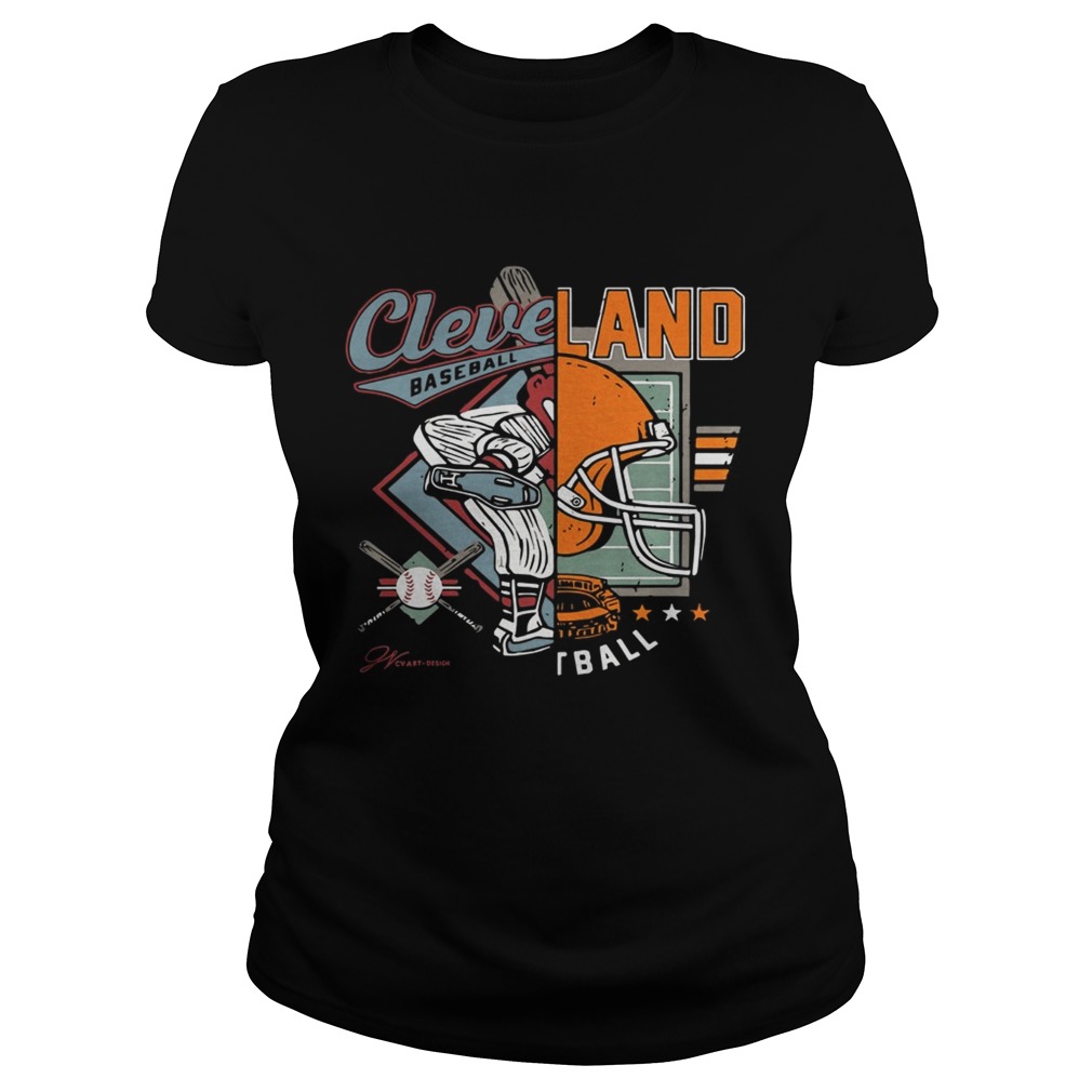 Cleveland Baseball Football Split Shirt Classic Ladies