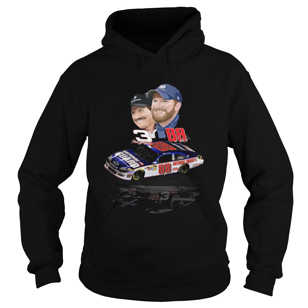 Dale Earnhardt Jr and Dale Earnhardt Sr with cars Hoodie