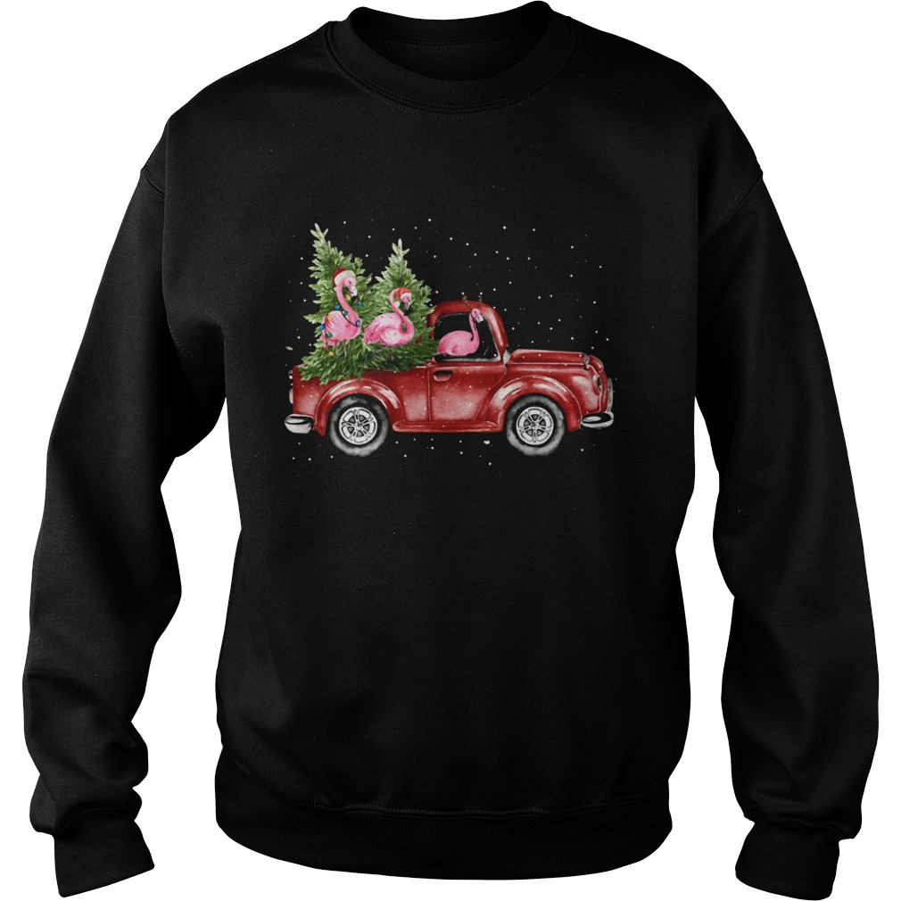 Flamingo truck Christmas tree Sweatshirt