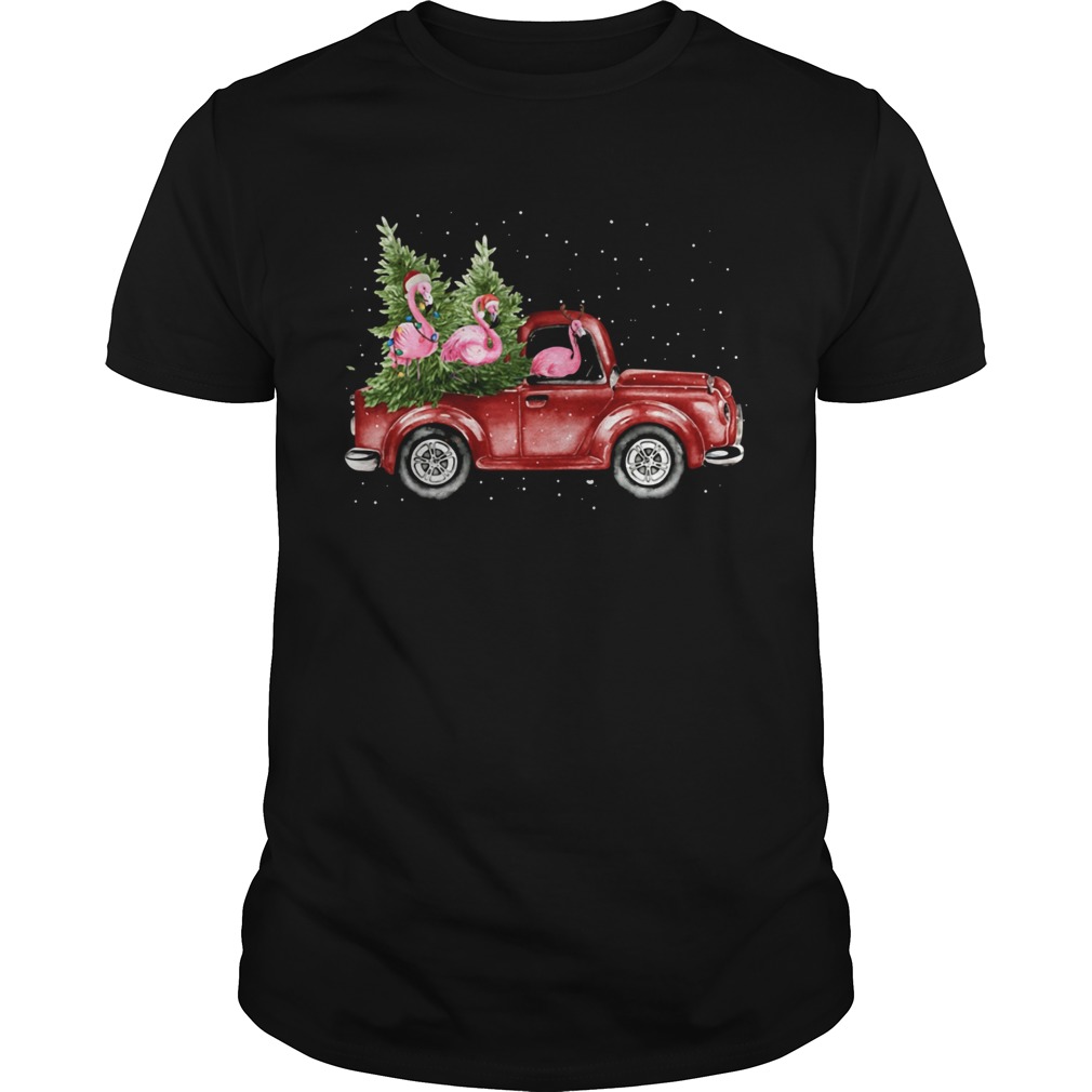 Flamingo truck Christmas tree shirt