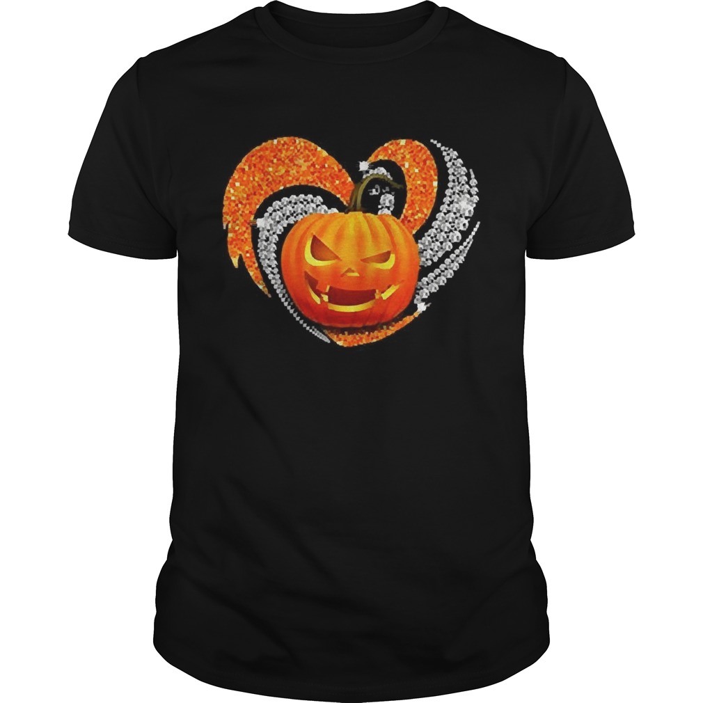 Pumpkin heart bling Halloween shirt