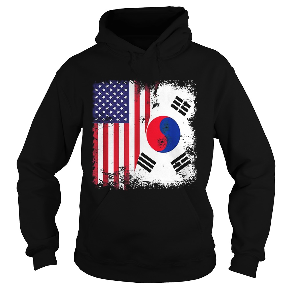 Half South Korean And American Flag Hoodie