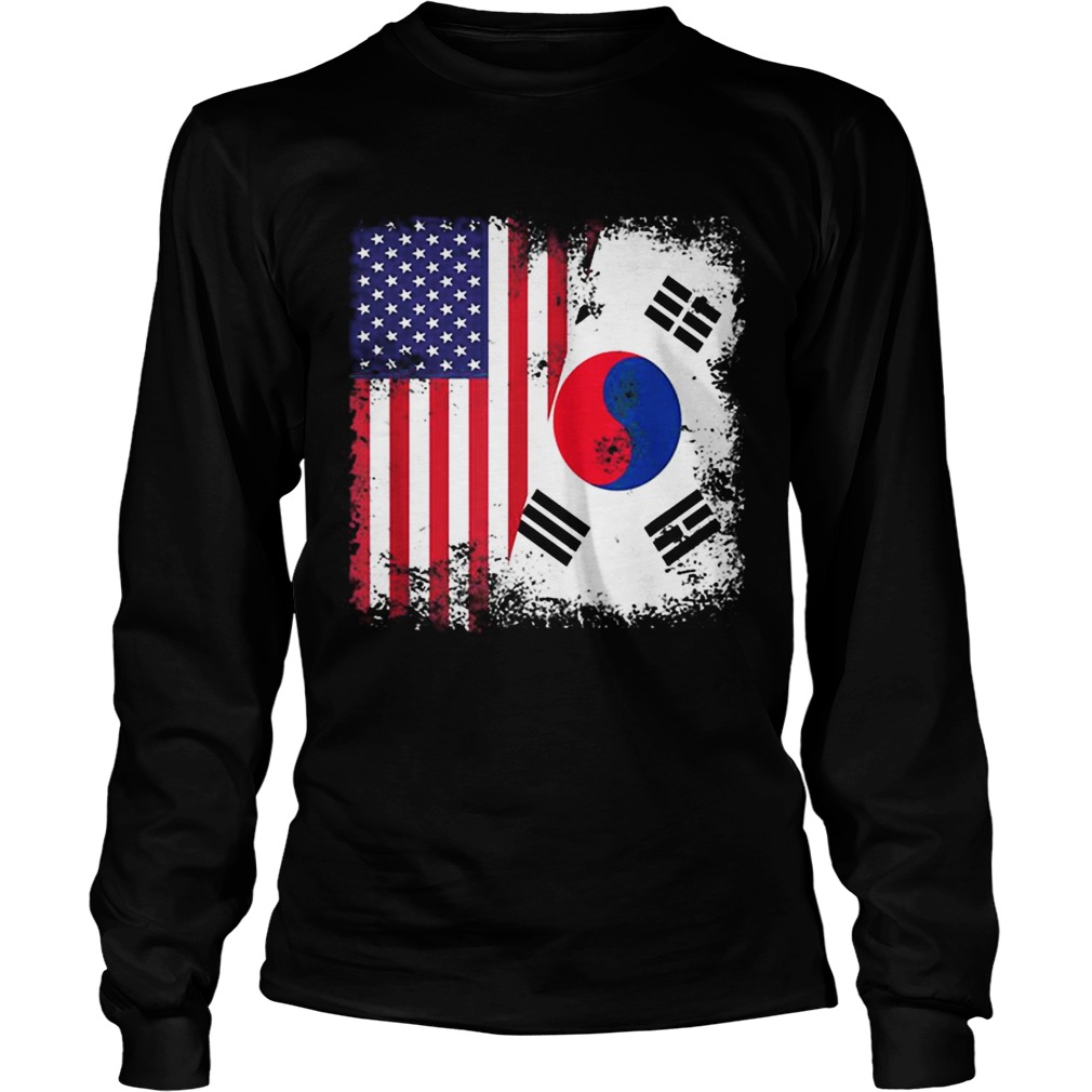 Half South Korean And American Flag LongSleeve