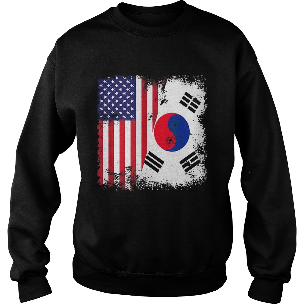 Half South Korean And American Flag Sweatshirt