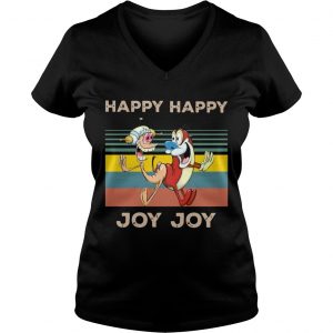 Happy Happy Joy Joy Mighty Fine Ren and Stimpy vintage Ladies Vneck