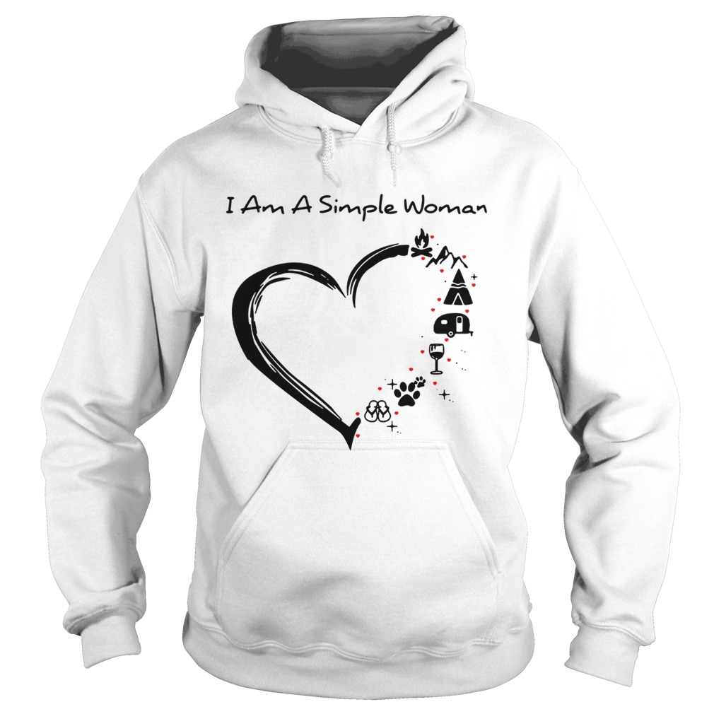 I am a simple woman I love camping wine paw dog and flip flop Hoodie