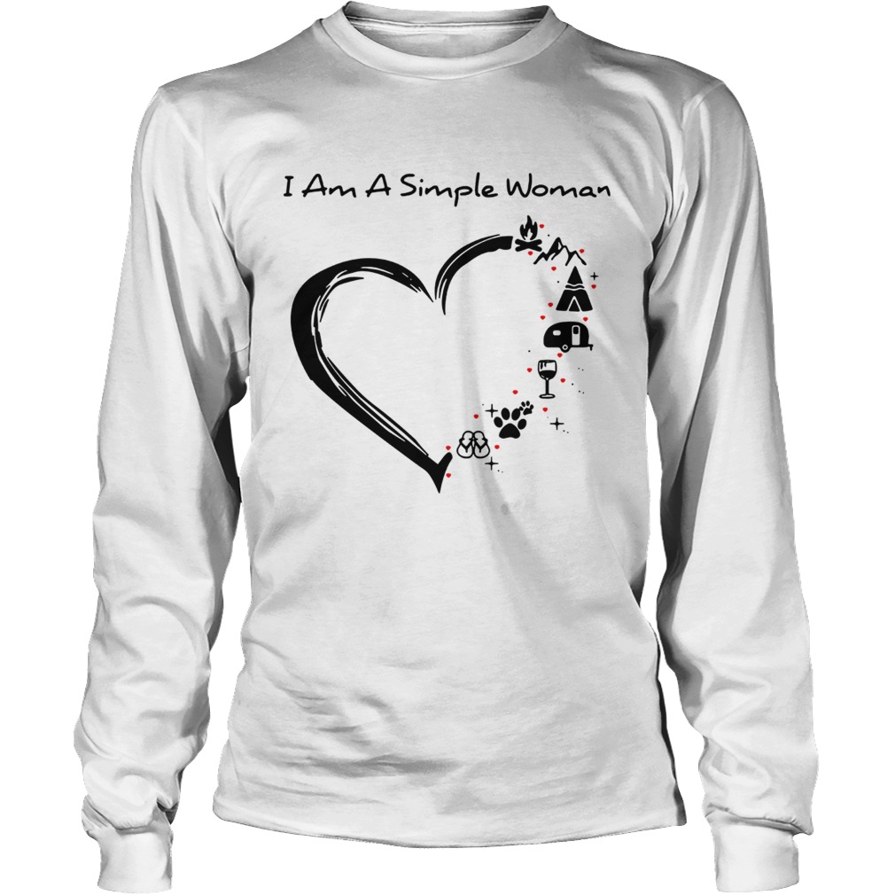 I am a simple woman I love camping wine paw dog and flip flop LongSleeve