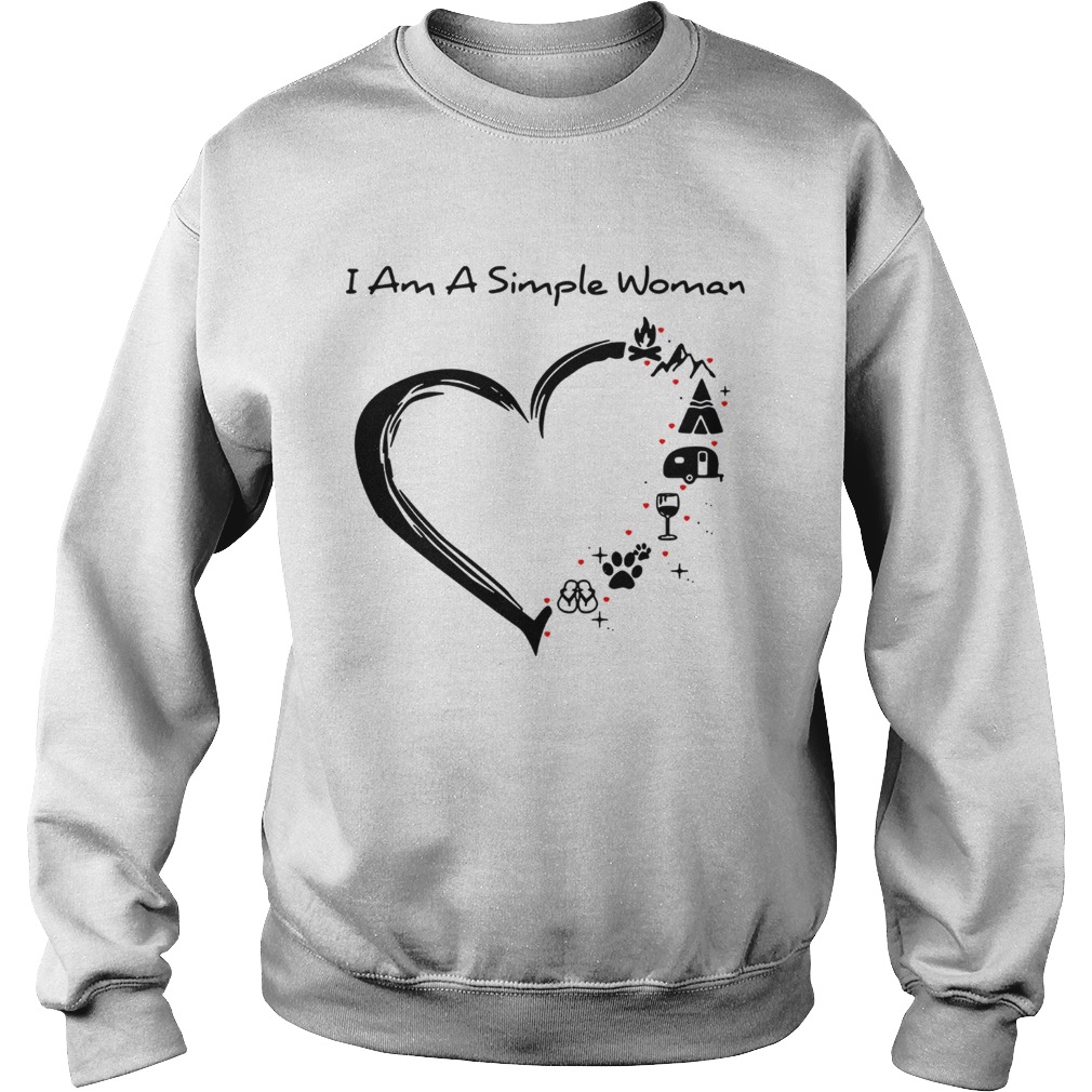 I am a simple woman I love camping wine paw dog and flip flop Sweatshirt
