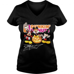 Mickey Mouse Dunkin Donuts Halloween Ladies Vneck