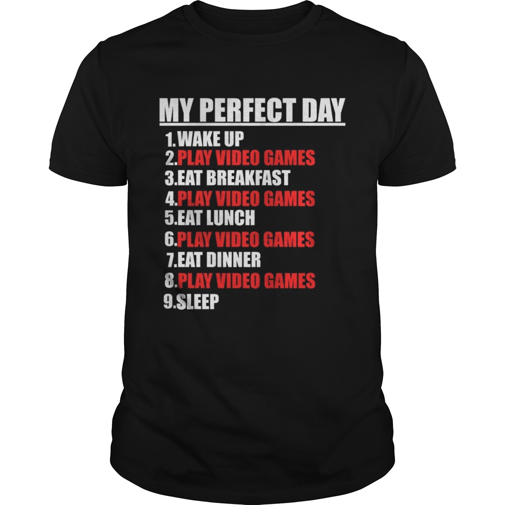 My Perfect Day Video GamesFunny Cool Gamer Tee Gift TShirt