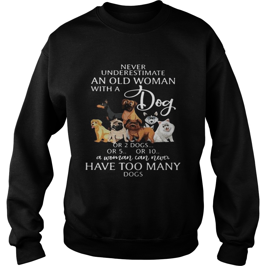 Never underestimate an old woman with a dog Sweatshirt