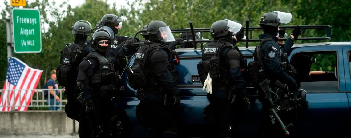Police ordering demonstrators to leave Portland area where at least 13 people were arrested in dueling protests Dakin Andone byline