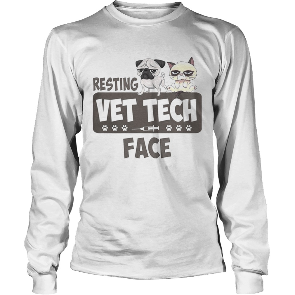 Pug and Grumpy cat resting vet tech face LongSleeve